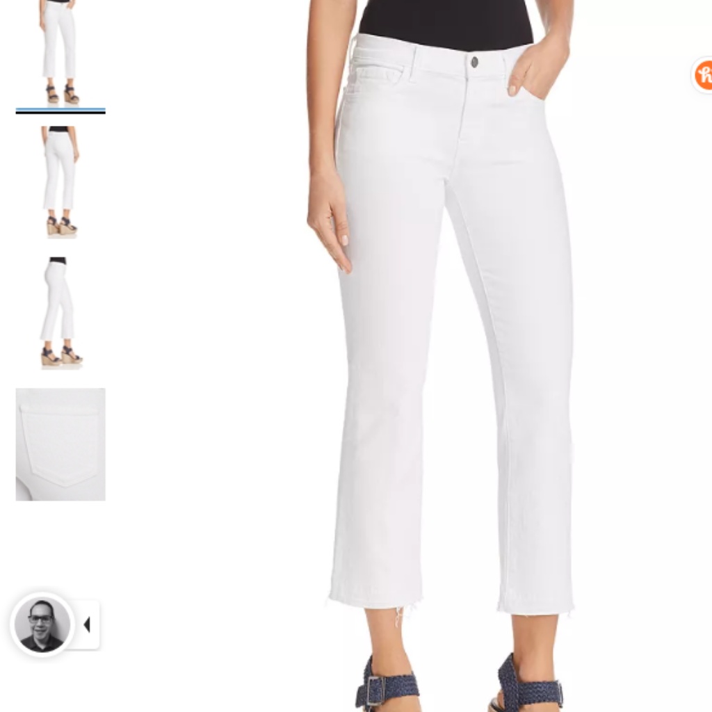 J Brand Selena Bootcut White Corduroy Pants